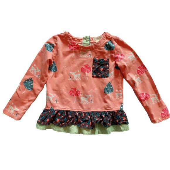 Matilda Jane Other - Matilda Jane 2 Girls 2T Long Sleeves Top Pink Ruffle Deer Animal Trees P…